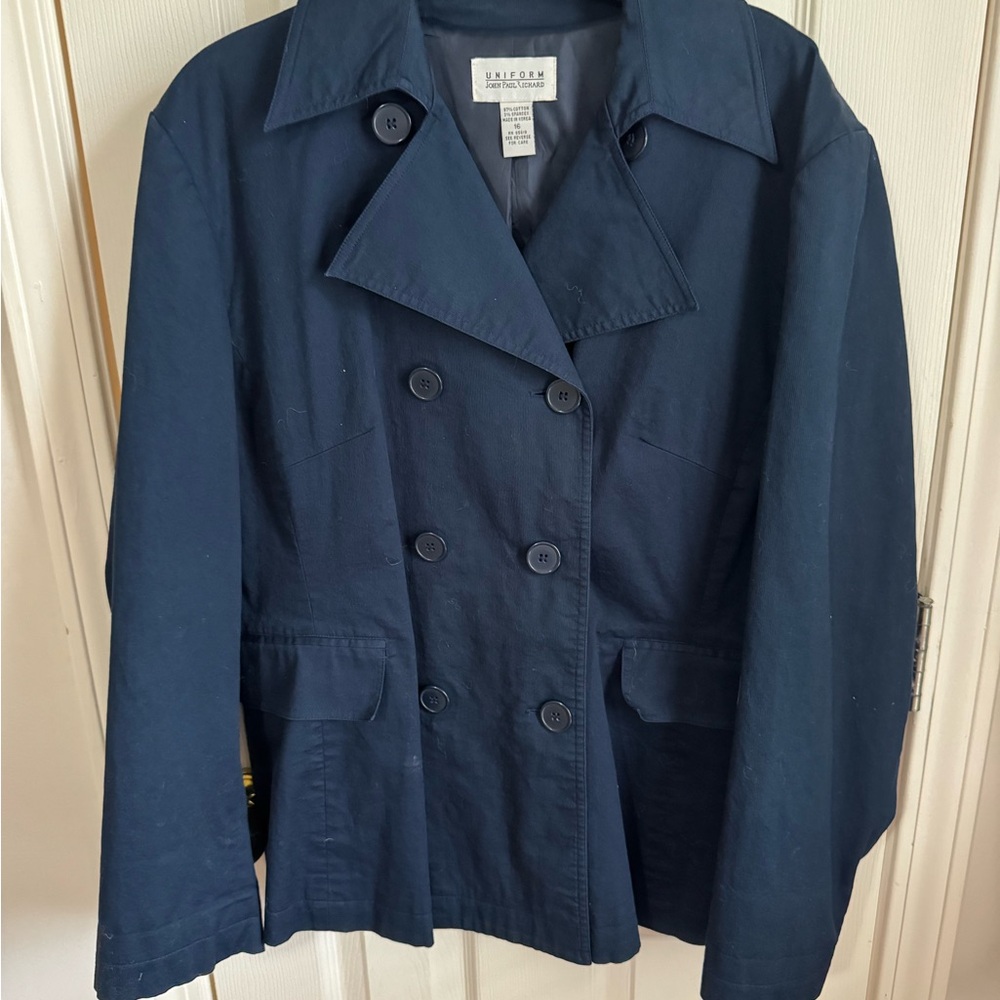 Uniform John Paul Richard Navy Double Breasted Work Office Jacket Blazer Size 16